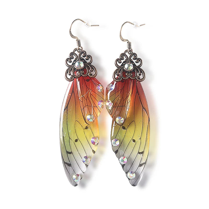 Colorful Butterfly Wing Earrings Unique Fairy Wing Drop Earrings Fashion Insect Jewelry For Women Girls Jewelry Gifts