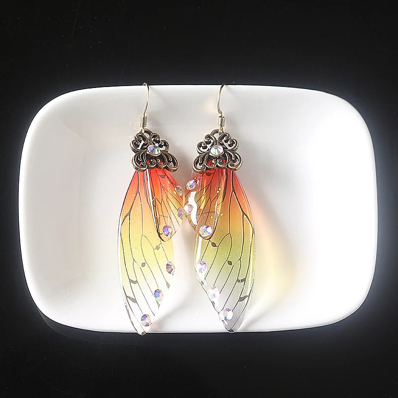 Colorful Butterfly Wing Earrings Unique Fairy Wing Drop Earrings Fashion Insect Jewelry For Women Girls Jewelry Gifts