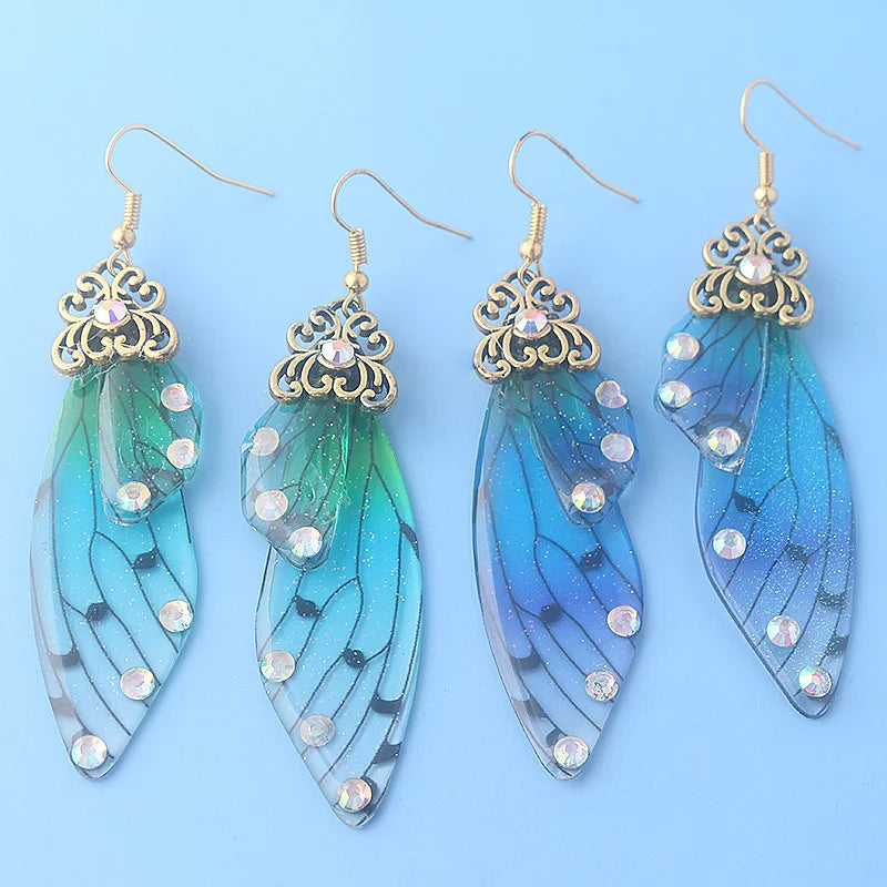 Colorful Butterfly Wing Earrings Unique Fairy Wing Drop Earrings Fashion Insect Jewelry For Women Girls Jewelry Gifts