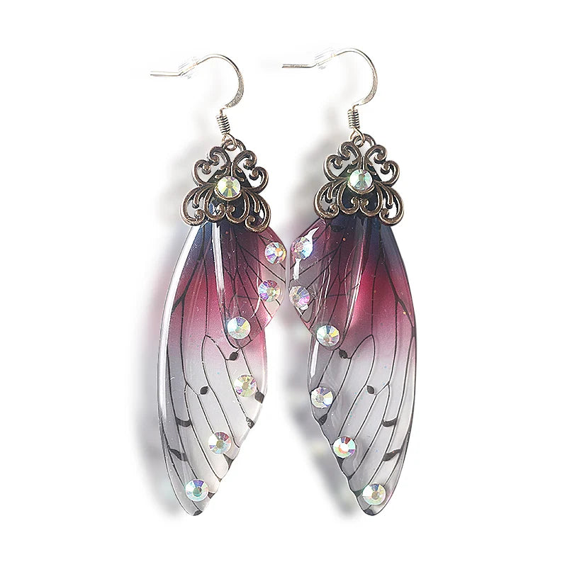 Colorful Butterfly Wing Earrings Unique Fairy Wing Drop Earrings Fashion Insect Jewelry For Women Girls Jewelry Gifts