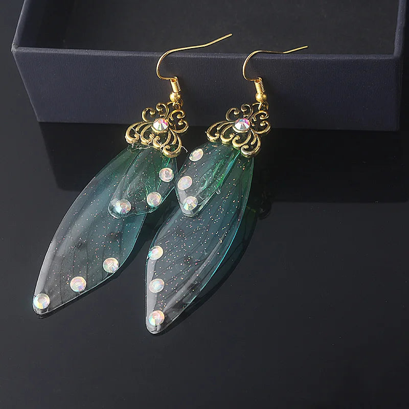 Colorful Butterfly Wing Earrings Unique Fairy Wing Drop Earrings Fashion Insect Jewelry For Women Girls Jewelry Gifts
