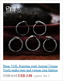 BEIER Stainless steel Cool Unique Black Stone Ring Titanium Steel Retro Old Totem Jewelry For Man Factory Price Sale BR8-334
