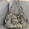 Grey leopard print handbag