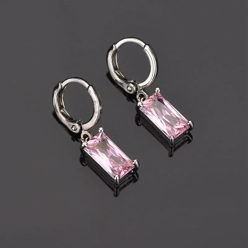 New Rhinestone Zircon Cross Pendant Earrings For Women Korean Fashion Drop Hoop Earrings Birthday Party Jewelry Gifts