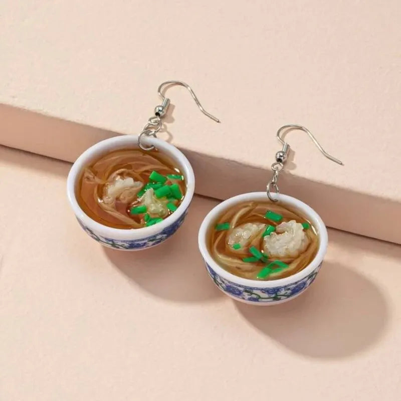 Ramen bowl earrings