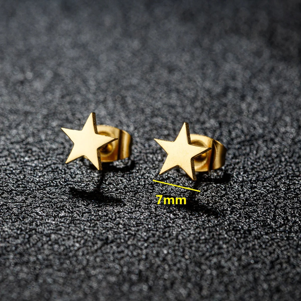 1 Pair New Stainless Steel Star Earrings Tiny Star Stud Earrings For Women Everyday Teen Mothers'day Celestial Birthday Gift J