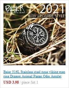 BEIER Stainless steel Cool Unique Black Stone Ring Titanium Steel Retro Old Totem Jewelry For Man Factory Price Sale BR8-334