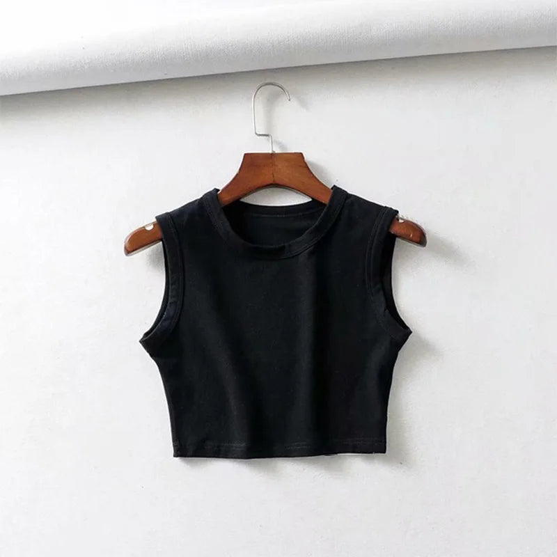 summer vintage white crop tops women biker black punk sexy tank top korean streetwear cropped sleeveless top feminino