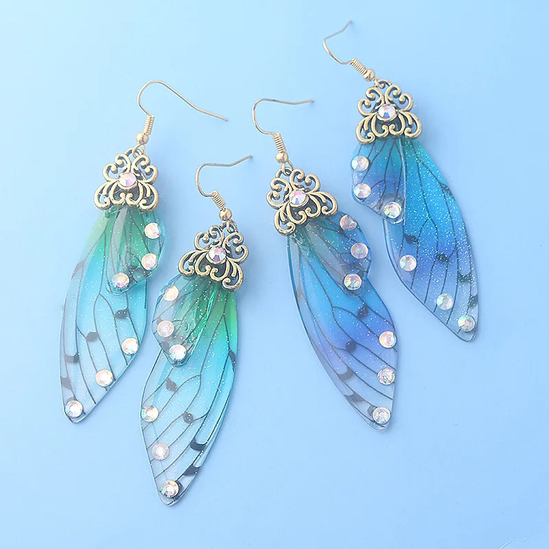 Colorful Butterfly Wing Earrings Unique Fairy Wing Drop Earrings Fashion Insect Jewelry For Women Girls Jewelry Gifts