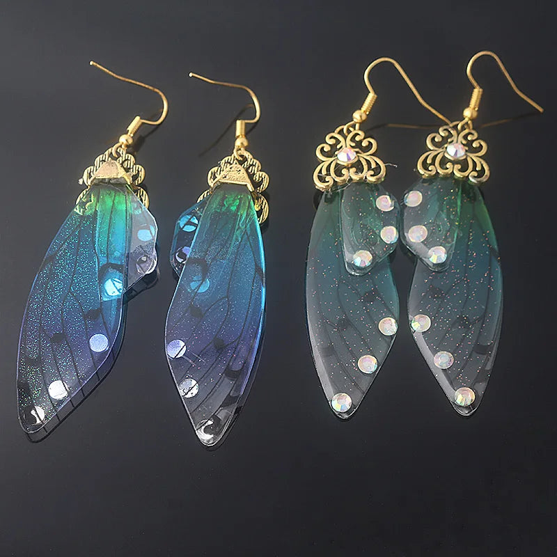 Colorful Butterfly Wing Earrings Unique Fairy Wing Drop Earrings Fashion Insect Jewelry For Women Girls Jewelry Gifts