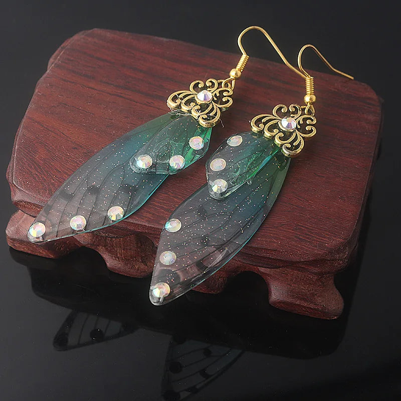 Colorful Butterfly Wing Earrings Unique Fairy Wing Drop Earrings Fashion Insect Jewelry For Women Girls Jewelry Gifts