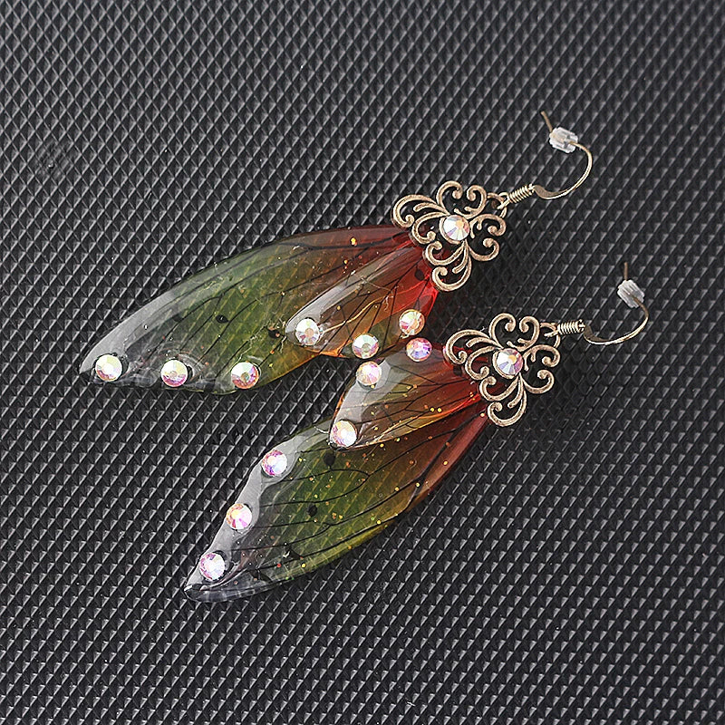 Colorful Butterfly Wing Earrings Unique Fairy Wing Drop Earrings Fashion Insect Jewelry For Women Girls Jewelry Gifts