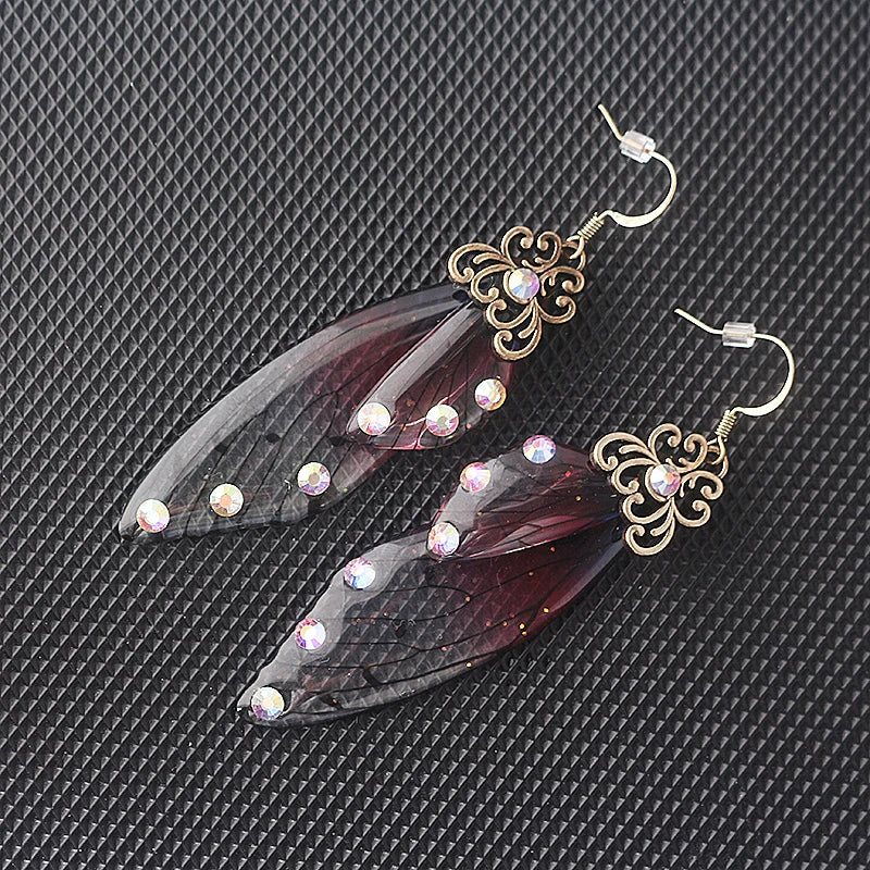 Colorful Butterfly Wing Earrings Unique Fairy Wing Drop Earrings Fashion Insect Jewelry For Women Girls Jewelry Gifts